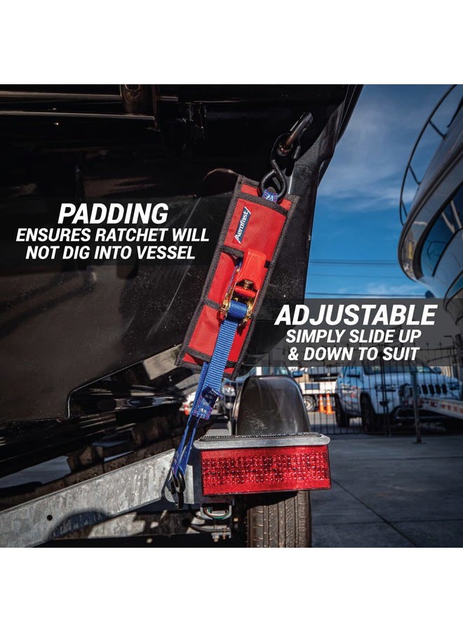AEROFAST Protection Padded Sleeve Straps for Tie Downs . Ratchet Sleeve to Prevent Damage to Your Boat, Jetski, or Waverunner, 4 x 12 Inches. Pack of 2 - Red - Image 5