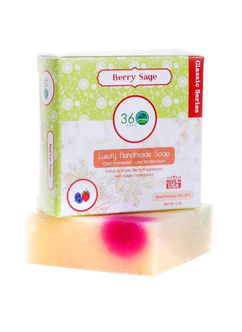 360Feel - Berry Sage Soap 5oz Castile Handmade Soap barFresh Fruity Berry with Sage undertones Pure Essential Oil Natural Soaps Great as Anniversary Wedding Gifts Gift ready - Image 1