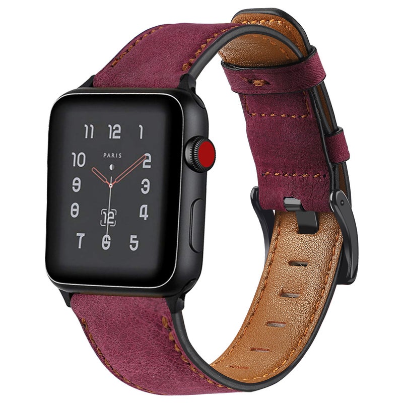 For Apple Watch3456789 Generation Apple Watch Band Iwatch Top Layer Cowhide Retro Leather Wristband - Image 1