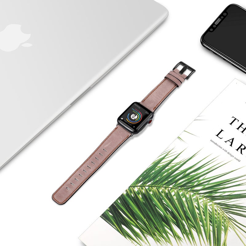 For Apple Watch3456789 Generation Apple Watch Band Iwatch Top Layer Cowhide Retro Leather Wristband - Image 4