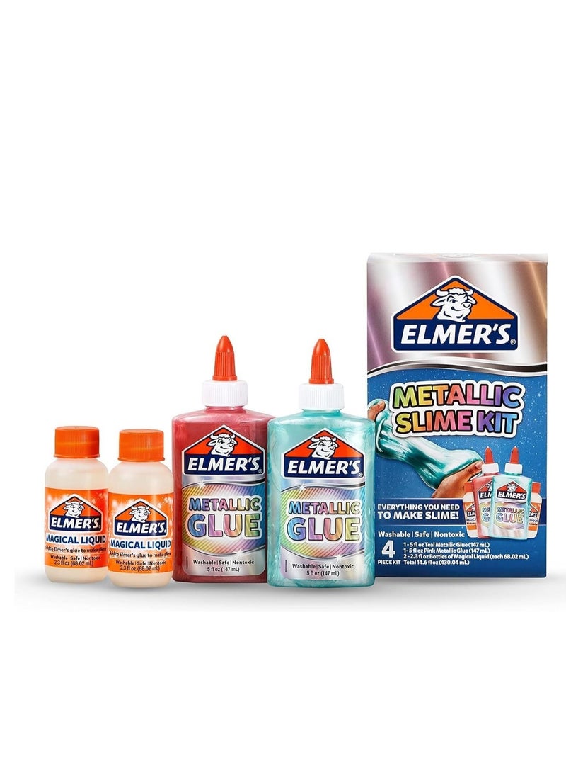 Elmers 4-Piece Metallic Slime Kit Teal/Pink - Image 1