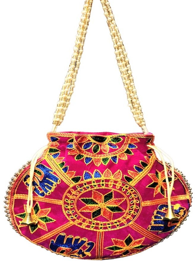 INDIACRAFT Jaipuri Embroedery Cotton Welvet Potli Bags (Multicolor)