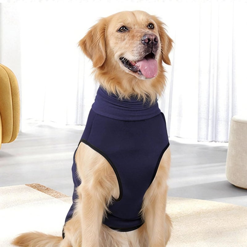 Calming Vest, M Size Dog Calming Vest, 17.7-21.3 in Chest, Dark Blue Comfort Jacket with Reflective Strip, Two-Way High Collar Design - Image 2