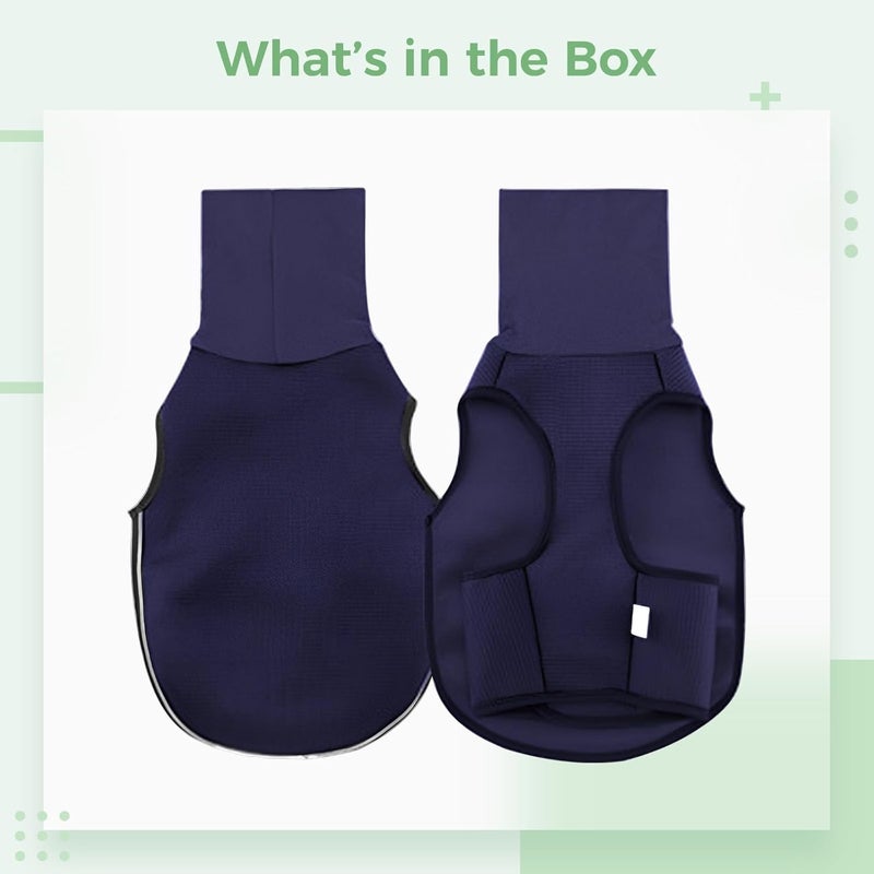 Calming Vest, M Size Dog Calming Vest, 17.7-21.3 in Chest, Dark Blue Comfort Jacket with Reflective Strip, Two-Way High Collar Design - Image 4