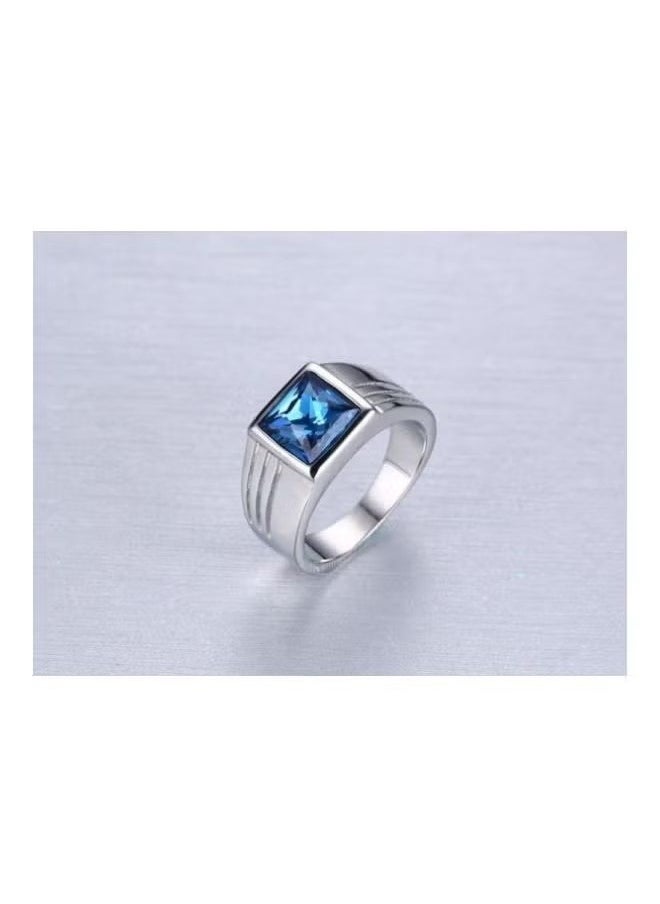 Ocean - Men Stainless Steel Vintage Big Square Engraved Wedding Gemstone Biker Ring Band Hip Hop - Image 1