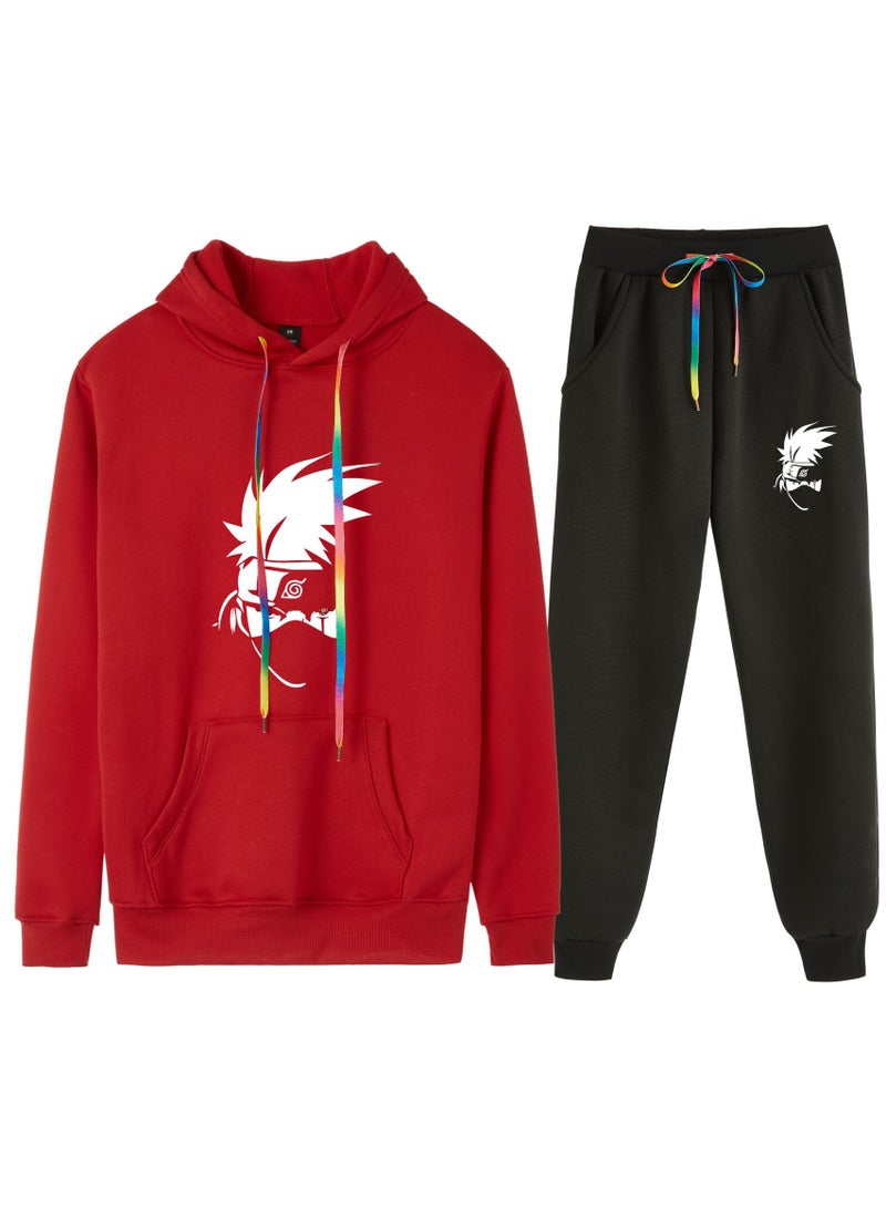 KUYING Naruto Anime Printed Fashion Men's and Women's Hooded Hooded Hoodie Set  - Image 1