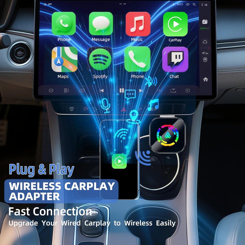 Wireless CarPlay Adapter for iPhone, Convert Wired to Wireless Apple CarPlay Adapter, 2025 Upgraded Mini Size with USB & Type-C, Stable Car Control & No Delay, Plug and Play - Image 2