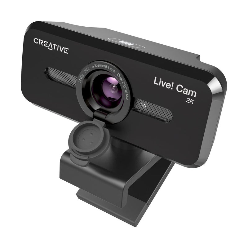 Creative Live! Cam Sync V3 2K Qhd USB Webcam with 4X Digital Zoom (4 Zoom Modes from Wide Angle to Narrow Portrait View), Privacy Lens, 2 Mics, for Pc and Mac - Black - Image 1