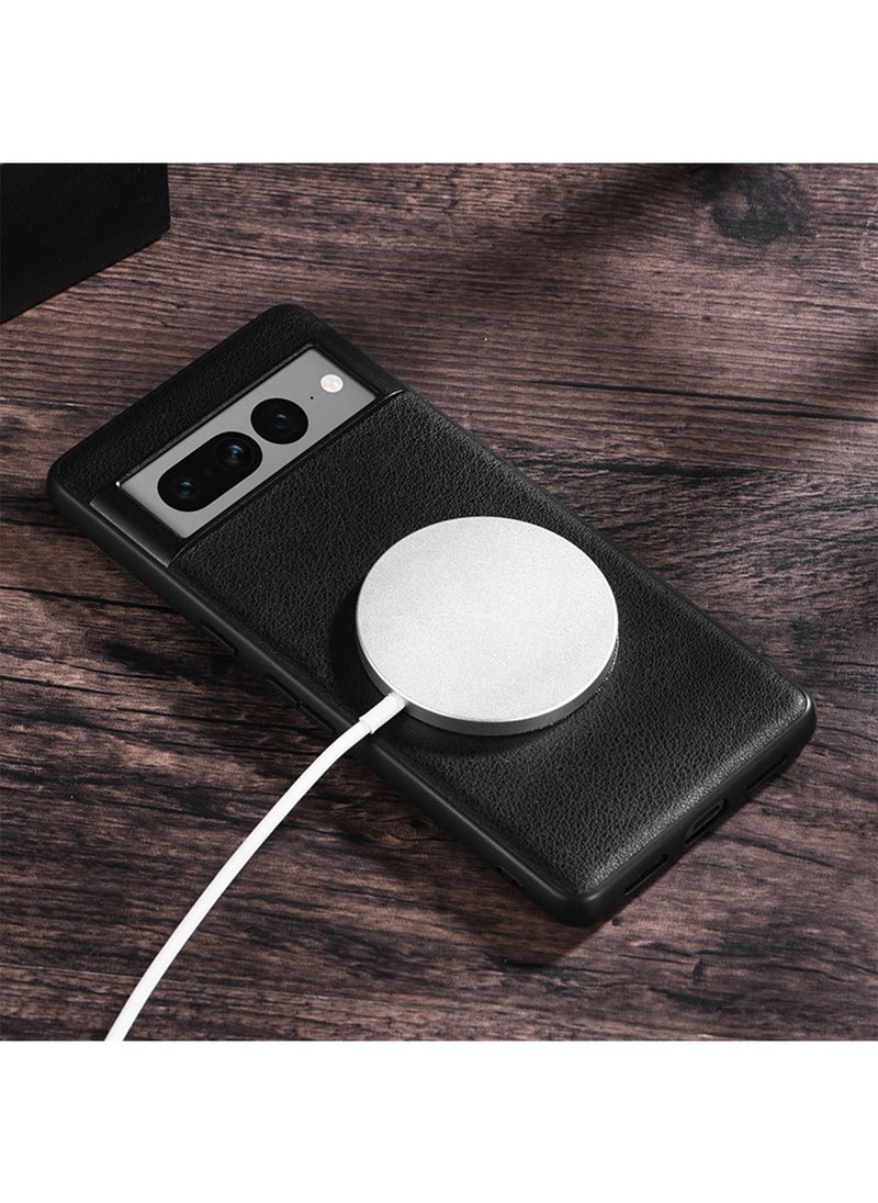 Generic - Pixel 7 Pro Case Google Pixel 7 Pro Cases with Magnetic Car Mount Support Slim Shockproof Anti-Slip Protective Electroplated Cover for Google Pixel 7 Pro 6.7' Black - Image 1