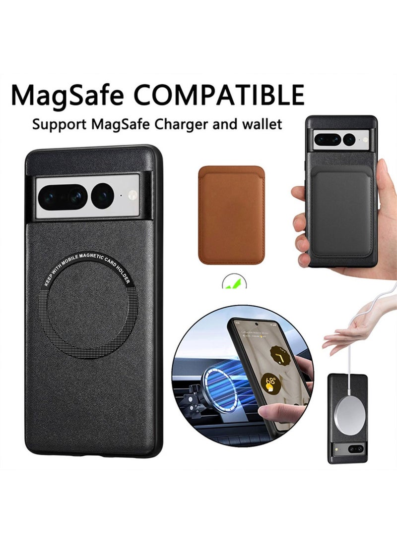 Generic - Pixel 7 Pro Case Google Pixel 7 Pro Cases with Magnetic Car Mount Support Slim Shockproof Anti-Slip Protective Electroplated Cover for Google Pixel 7 Pro 6.7' Black - Image 1