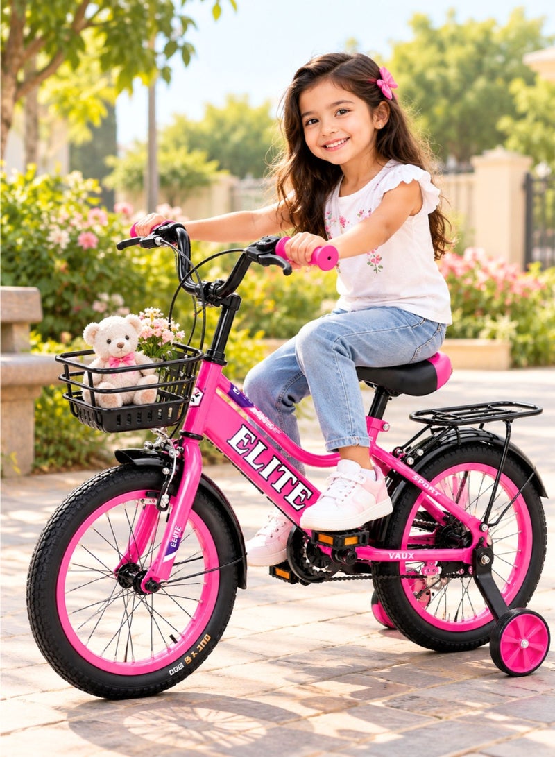 Aspire Books Elite 16-Inch Kids Bicycle with Training Wheels – Dark Pink | AGE 4-7 - Image 2