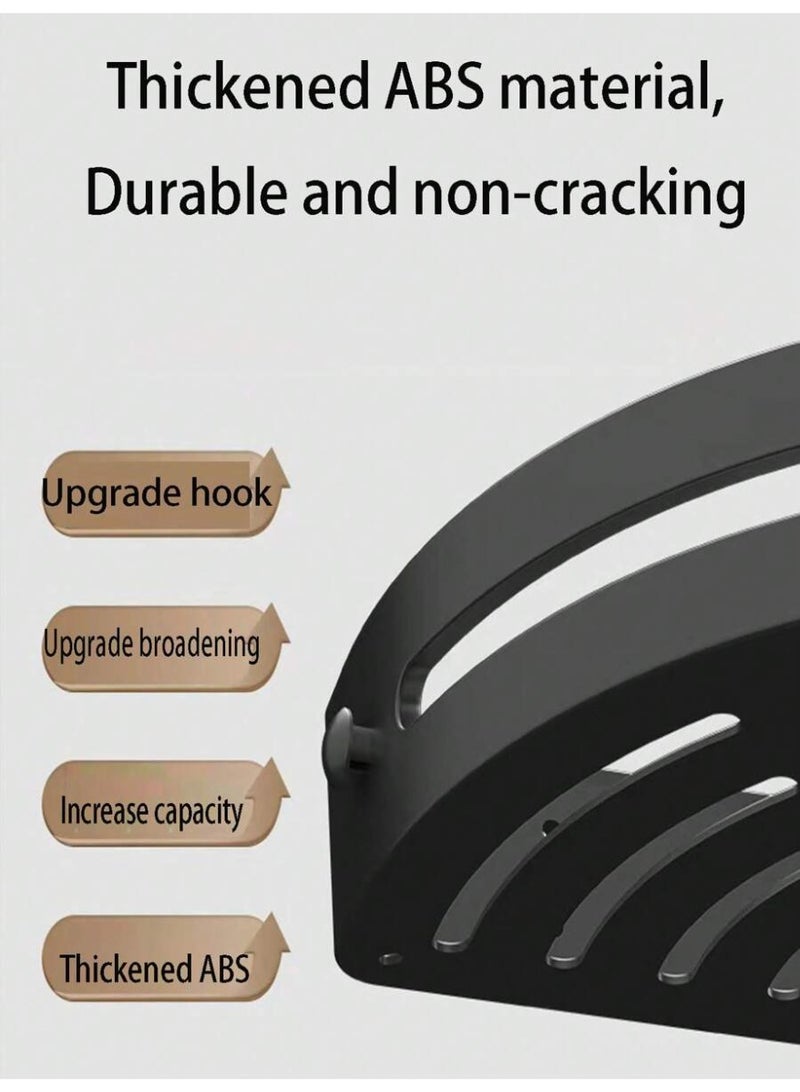 DIOTTI 2-Tier Wall Mounted Shower Caddy Shelves, Rustproof Plastic Corner Bathroom Organizer Racks, No Drill Adhesive Shower Storage Baskets for Bathroom, Kitchen, Countertop (Black) - Image 2