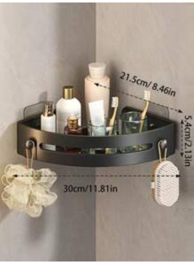 DIOTTI 2-Tier Wall Mounted Shower Caddy Shelves, Rustproof Plastic Corner Bathroom Organizer Racks, No Drill Adhesive Shower Storage Baskets for Bathroom, Kitchen, Countertop (Black) - Image 5