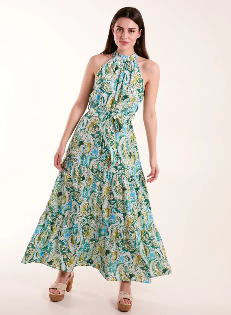 Blue Vanilla Halter Neck Paisley Maxi Dress