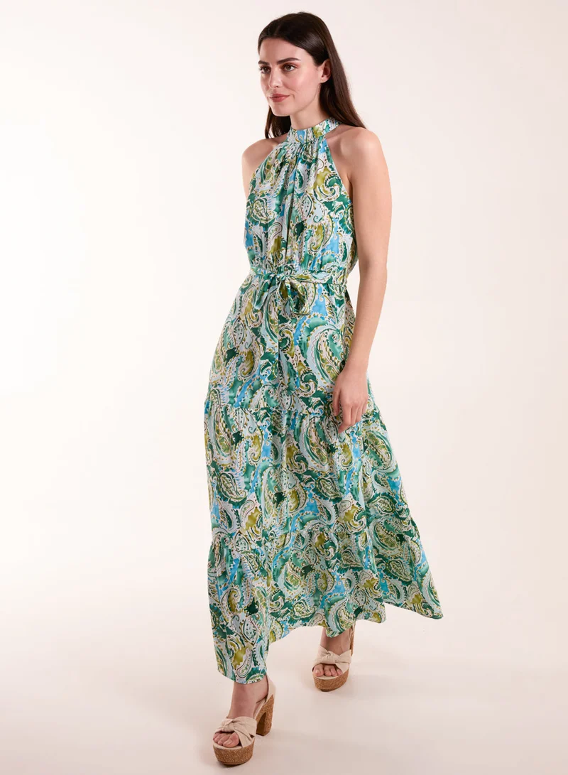 Blue Vanilla Halter Neck Paisley Maxi Dress