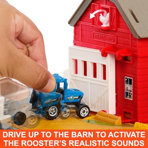 Matchbox Toy Car & Playset, Action Drivers Farm Adventure with 1:64 Scale Tractor & Trailer, 2 Hay Bales & Detachable Goat, Horse & Cow Figures & Sounds - Image 5