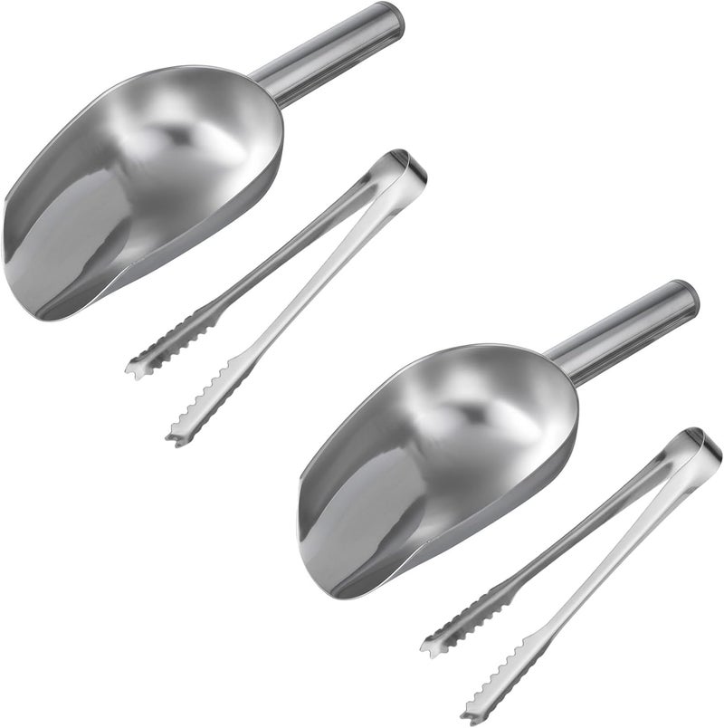 WHTCHSU Sweet Candy Buffet Ice Tongs & Scoops (Silver-2 set) - Image 1