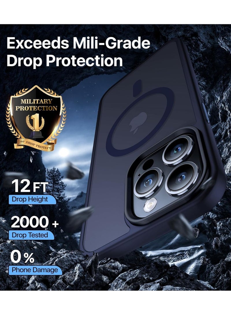 Denx Magnetic Case for iPhone 16 Pro [Shockproof & Slim] Matte Hard Back Cover with high-Grade Protection | Dark Blue  - Image 3