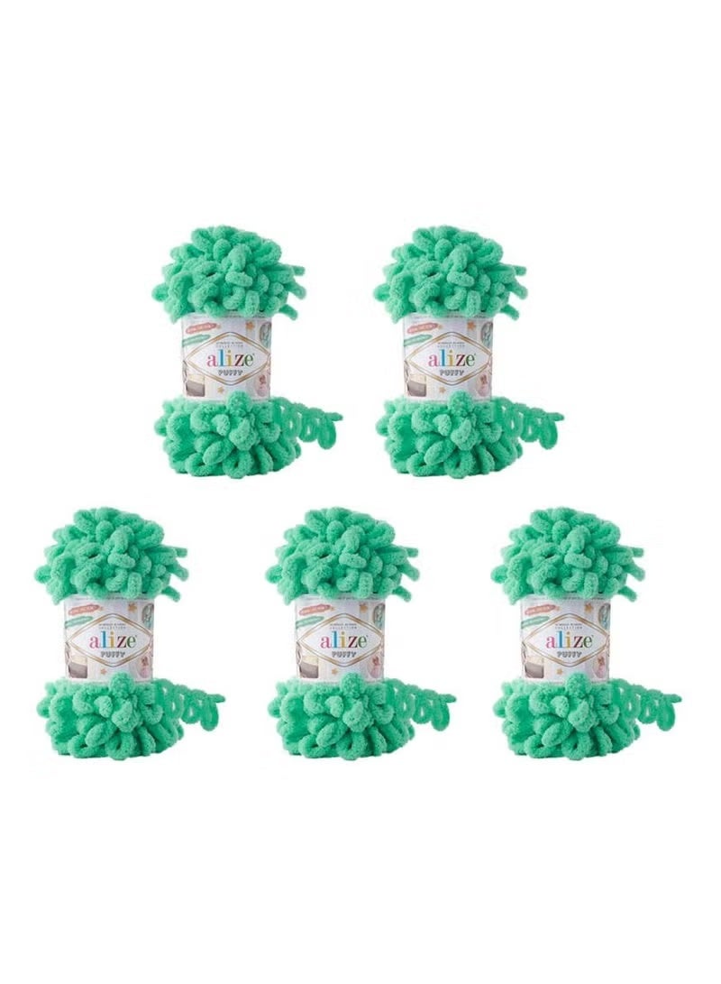 5 Pcs Alize Puffy 741 Micropolyester Hand Knitting Yarn For Blanket