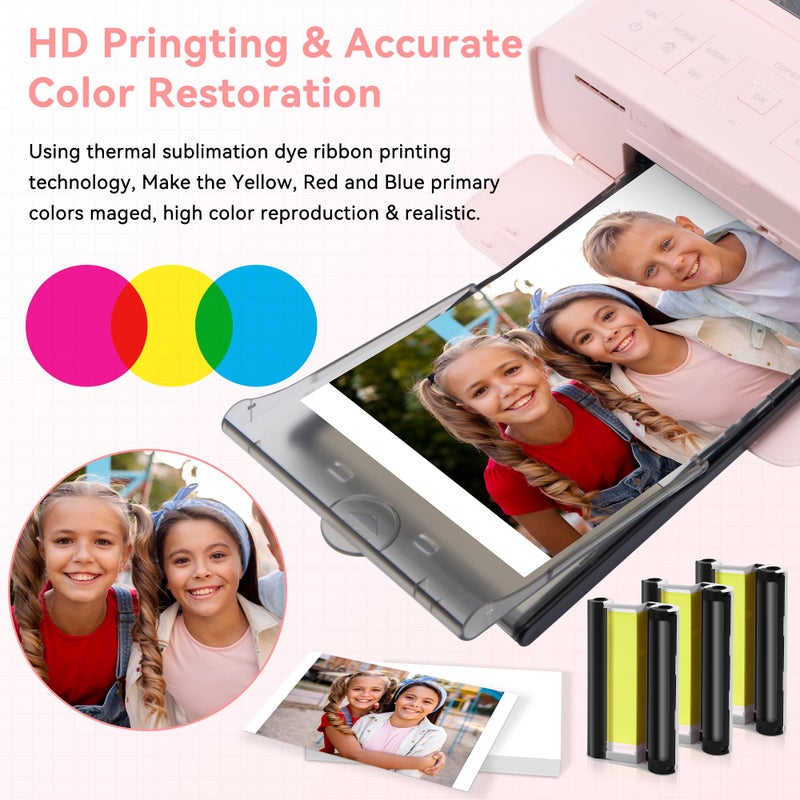 Wonfoucs Compatible with Canon Selphy CP1500 CP1300 Ink and Paper, 4x6 Inch KP-108IN KP108 for Selphy CP1500 CP1300 CP1200 CP1000 CP910 CP900 CP810, 100mm x148 mm (3 Ink +108 Sheets Photo Paper) - Image 2