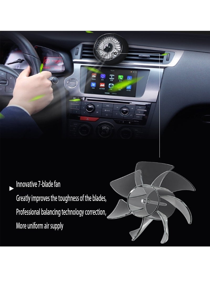 مروحة سيارة USB مزودة بأضواء ملونة لفتحات التهوية، مروحة محمولة قابلة للدوران بزاوية 360 درجة، مروحة تبريد صغيرة وهادئة، مروحة سيارة قابلة للتعديل سرعة الرياح، معززة لفتحات التهوية للسيارات والشاحنات وسيارات الدفع الرباعي والمركبات الترفيهية. - Image 4
