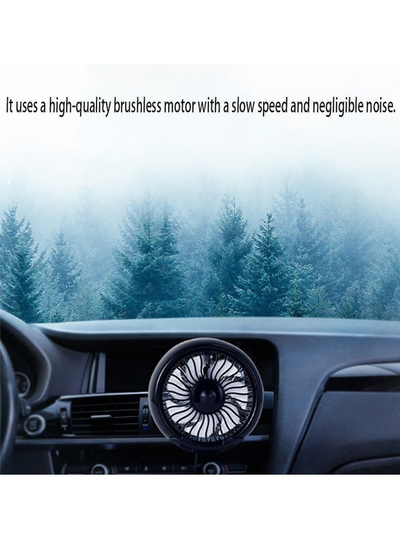 مروحة سيارة USB مزودة بأضواء ملونة لفتحات التهوية، مروحة محمولة قابلة للدوران بزاوية 360 درجة، مروحة تبريد صغيرة وهادئة، مروحة سيارة قابلة للتعديل سرعة الرياح، معززة لفتحات التهوية للسيارات والشاحنات وسيارات الدفع الرباعي والمركبات الترفيهية. - Image 5