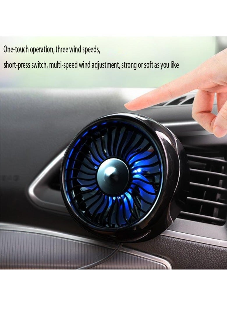 مروحة سيارة USB مزودة بأضواء ملونة لفتحات التهوية، مروحة محمولة قابلة للدوران بزاوية 360 درجة، مروحة تبريد صغيرة وهادئة، مروحة سيارة قابلة للتعديل سرعة الرياح، معززة لفتحات التهوية للسيارات والشاحنات وسيارات الدفع الرباعي والمركبات الترفيهية. - Image 3