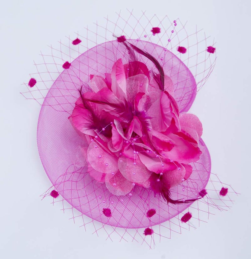 Cizoe Fascinators Hats for Womens 50s Headwear with Veil Flower Cocktail Wedding Tea Party Church Derby Hat(1-4-rose) - Image 3