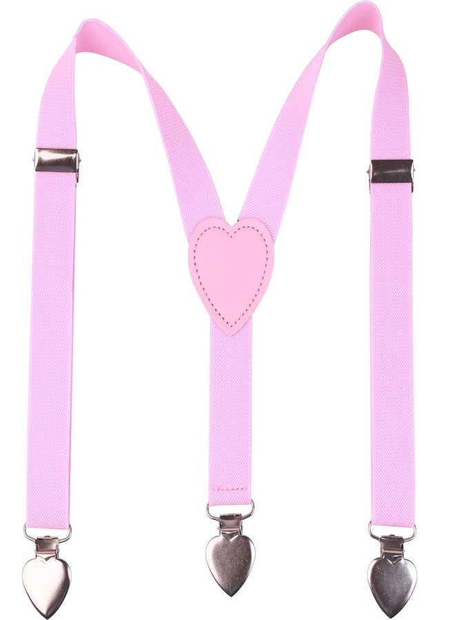 GUCHOL Kids Suspenders for Boys and Girls Adjustable Elastic Peach Heart Suspenders (Pink) - Image 1