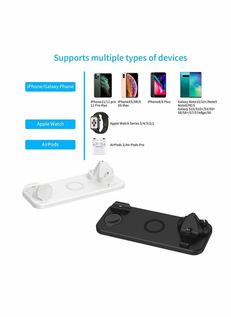 KASTWAVE - Foldable Wireless Charging Station/Dock, Charger for Apple Devices and for Galaxy Series, 6 in 1. Compatible with All Devices for Wireless Charging/iOS/ Android_Black - Image 1
