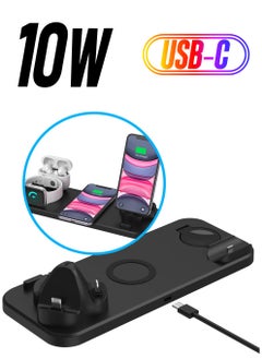 Foldable Wireless Charging Station/Dock, Charger for Apple Devices and for Galaxy Series, 6 in 1. Compatible with All Devices for Wireless Charging/iOS/ Android_Black