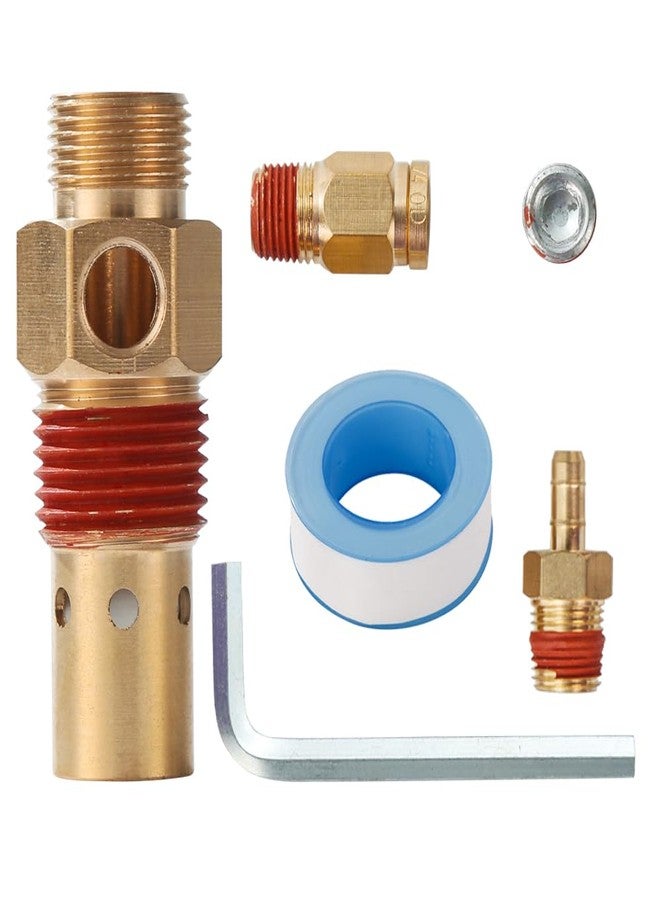 SUNROAD Air Compressor Replacement Parts SUNROAD Brass 11/16" comp x 1/2 Inch MNPT Compressor in Tank Check Valve Kit with Three Different Unloader Tube Fittings 20 SCFM 4 piece - Image 1