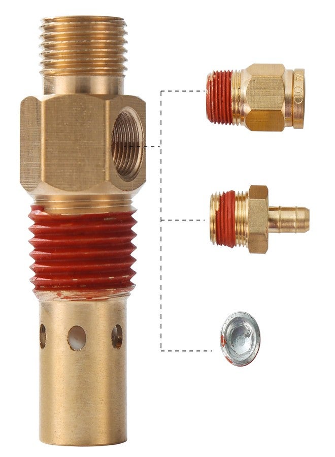 SUNROAD Air Compressor Replacement Parts SUNROAD Brass 11/16" comp x 1/2 Inch MNPT Compressor in Tank Check Valve Kit with Three Different Unloader Tube Fittings 20 SCFM 4 piece - Image 5