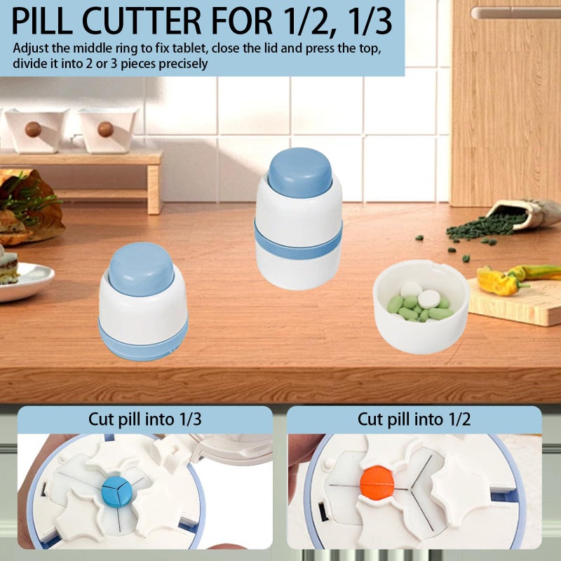 Pixibond Pill Cutter 1/3 Pill Splitter for Small and Large Pills with Stainless Steel Blade for Cutting Pills in one Third or Half, Portable Pill Organizer, Ideal for Cutting Tablets, Vitamins - Image 2