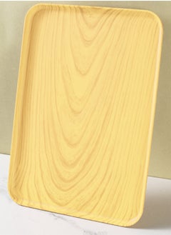 TDAO Plastic Wood Grain Serving Tray, Nordic Style Breakfast Tray, Fruit Decorative Platter, Tea Snack Tray for Coffee, Family Party and Festival 38 x 26.9 x 1.7cm  - Image 1