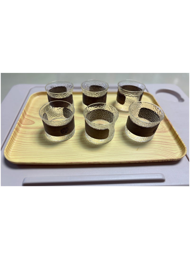 TDAO Plastic Wood Grain Serving Tray, Nordic Style Breakfast Tray, Fruit Decorative Platter, Tea Snack Tray for Coffee, Family Party and Festival 38 x 26.9 x 1.7cm - Image 2