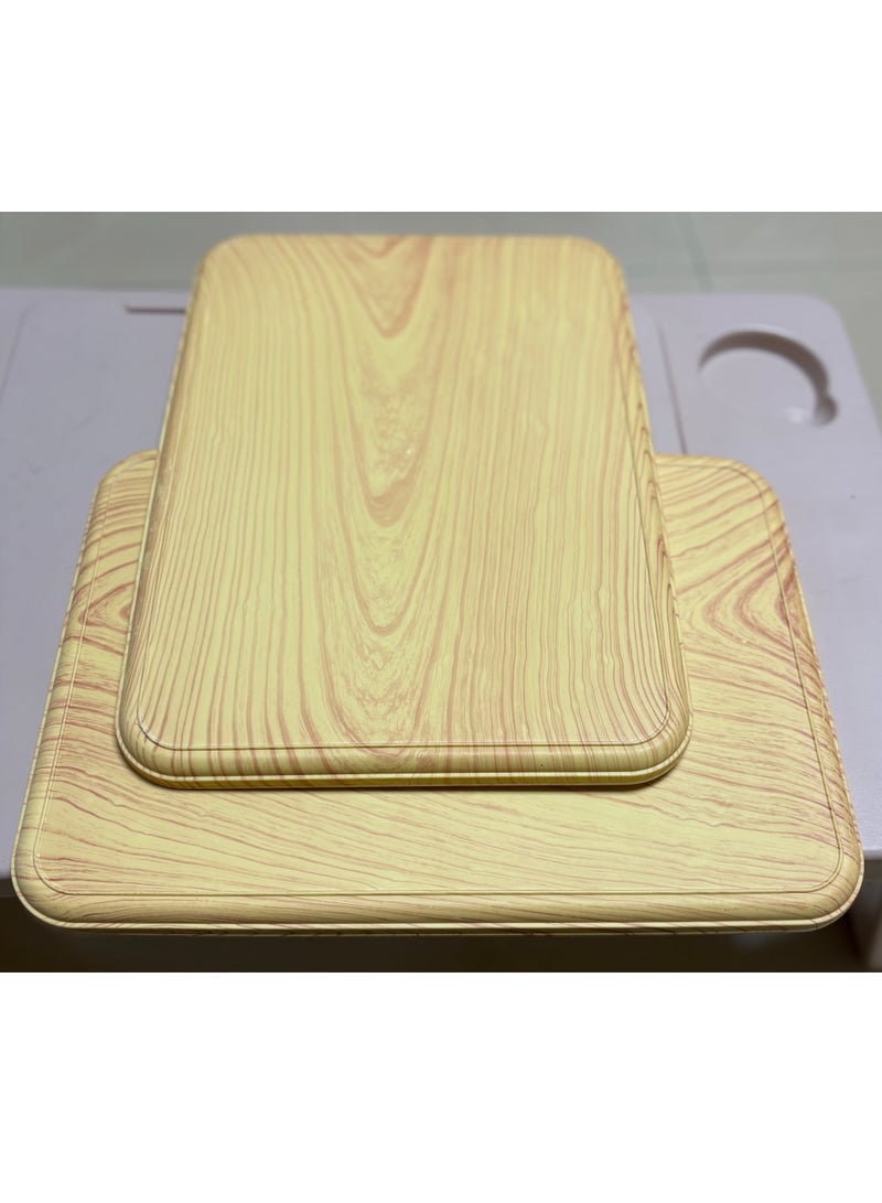 TDAO Plastic Wood Grain Serving Tray, Nordic Style Breakfast Tray, Fruit Decorative Platter, Tea Snack Tray for Coffee, Family Party and Festival 38 x 26.9 x 1.7cm - Image 3