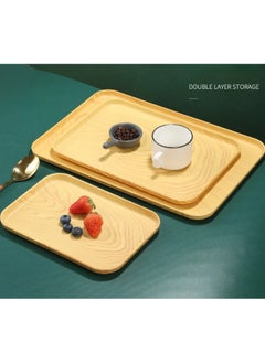 TDAO Plastic Wood Grain Serving Tray, Nordic Style Breakfast Tray, Fruit Decorative Platter, Tea Snack Tray for Coffee, Family Party and Festival 38 x 26.9 x 1.7cm  - Image 4