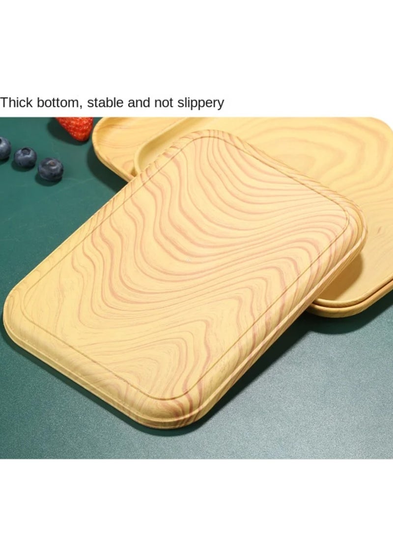 TDAO Plastic Wood Grain Serving Tray, Nordic Style Breakfast Tray, Fruit Decorative Platter, Tea Snack Tray for Coffee, Family Party and Festival 38 x 26.9 x 1.7cm - Image 5