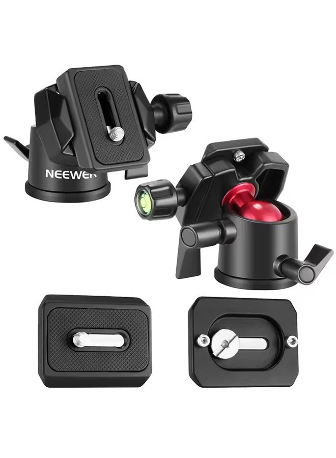 NEEWER Camera Tripod Head Ball Head 360° Rotating Panoramic with 1/4 Arca Type Quick Plate and Bubble Level - Image 5