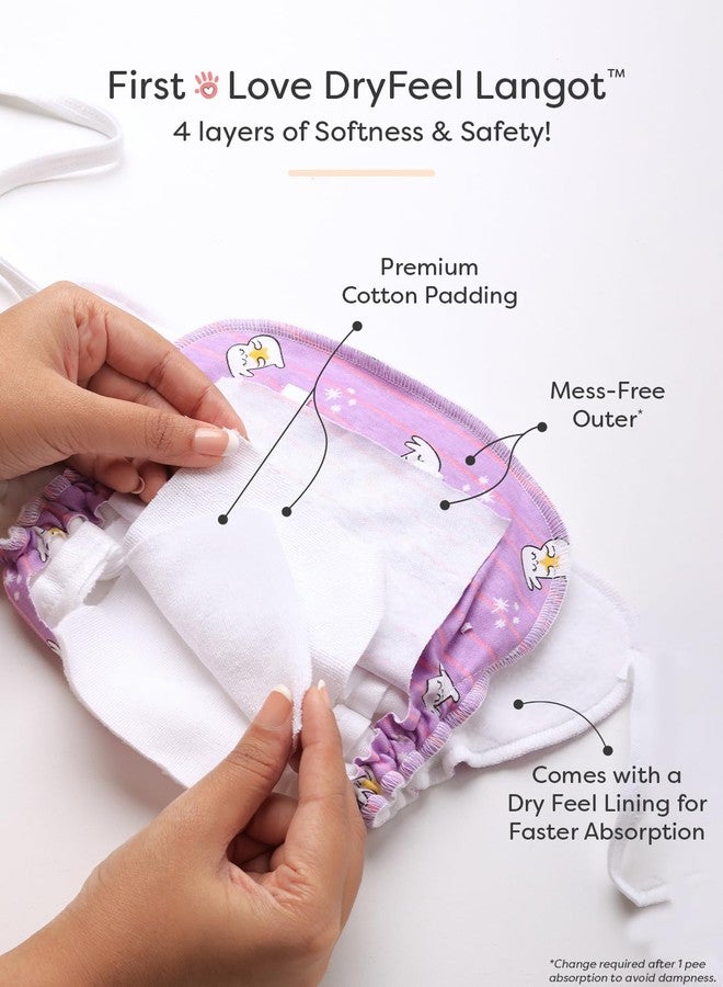 SuperBottoms DryFeel Baby Langot 0-6 months l Organic Cotton Modern Baby Nappy l Mess-free Langot with Gentle Elastics l Super DryFeel Top Layer l Diaper-free Time Essential | 3 Pack - Image 4