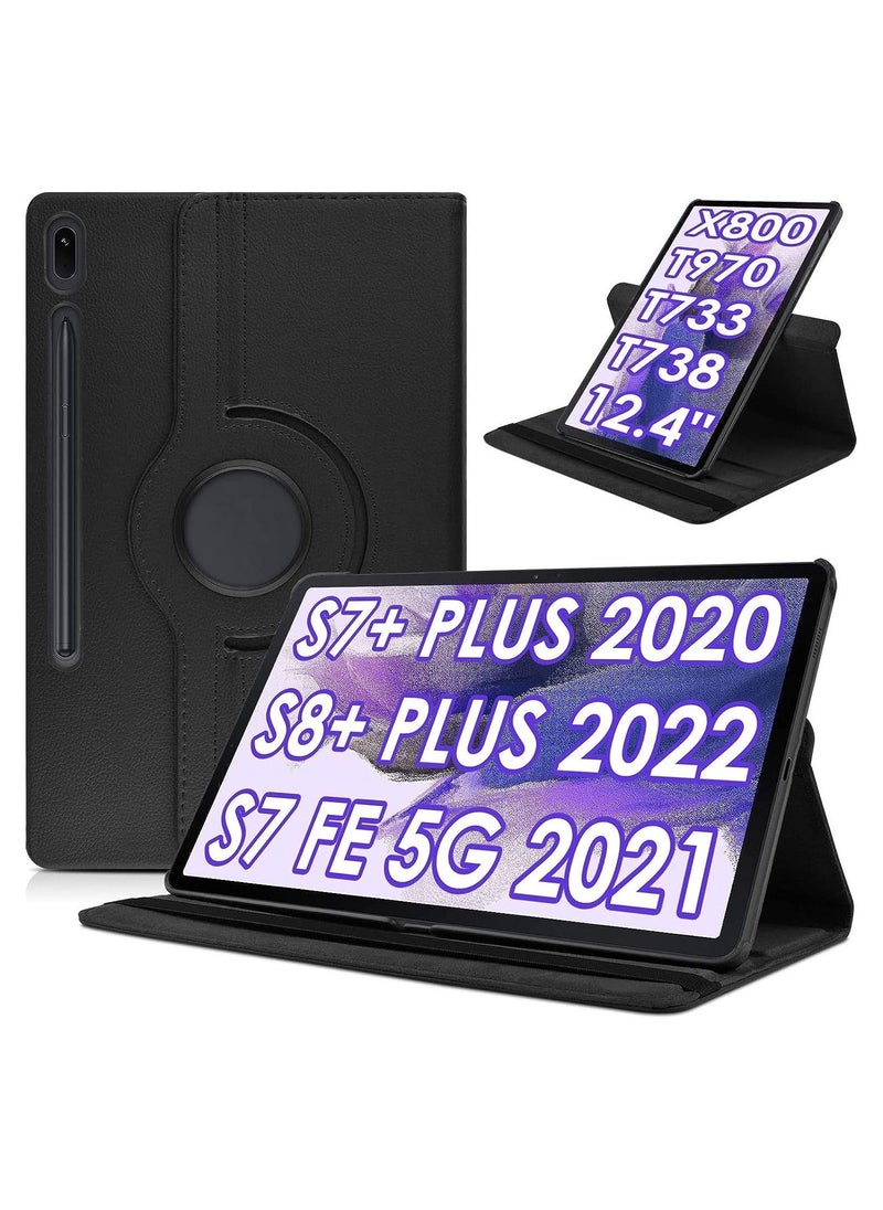 vesus Case Compatible with Galaxy Tab A8 10.5" Case (SM-X200/X205/X207), Galaxy Tab A8 Case 10.5 inch,Auto Sleep/Wake 360Â° Rotating Stand Folio Leather Case for Tab A8 2022 (Black) - Image 1