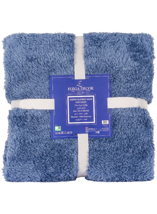 Elega Decor Sherpa Blanket – Single (150x200 cm) – Navy Blue | Ultra-Soft Sherpa Fleece, All-Season Comfort - Image 3