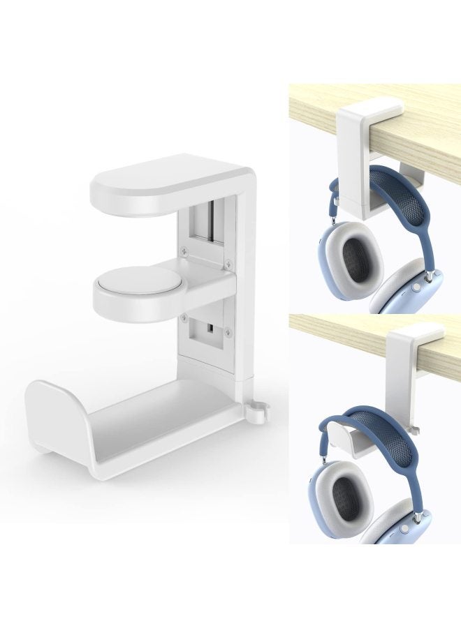 مشبك طاولة بدون ثقوب للسماعات، حامل سماعات قابل للتدوير 360 درجة، شنق لتخزين الأغراض - Image 1