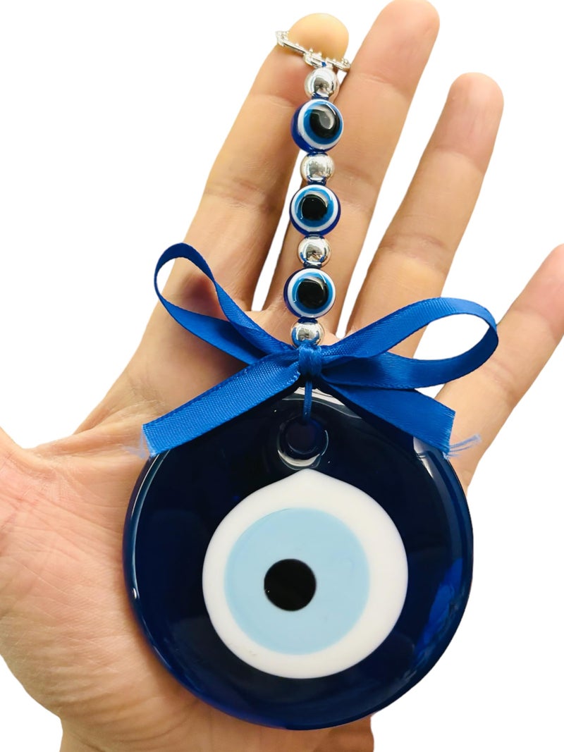 WARMINGO DE Large Size Evil Eye Hanging for Home & Office | Turkish Evil Eye for Good Luck & Prosperity | Evil Eye Wall Hanging Main Door Entrance Nazar battu (8 cm) - Image 4