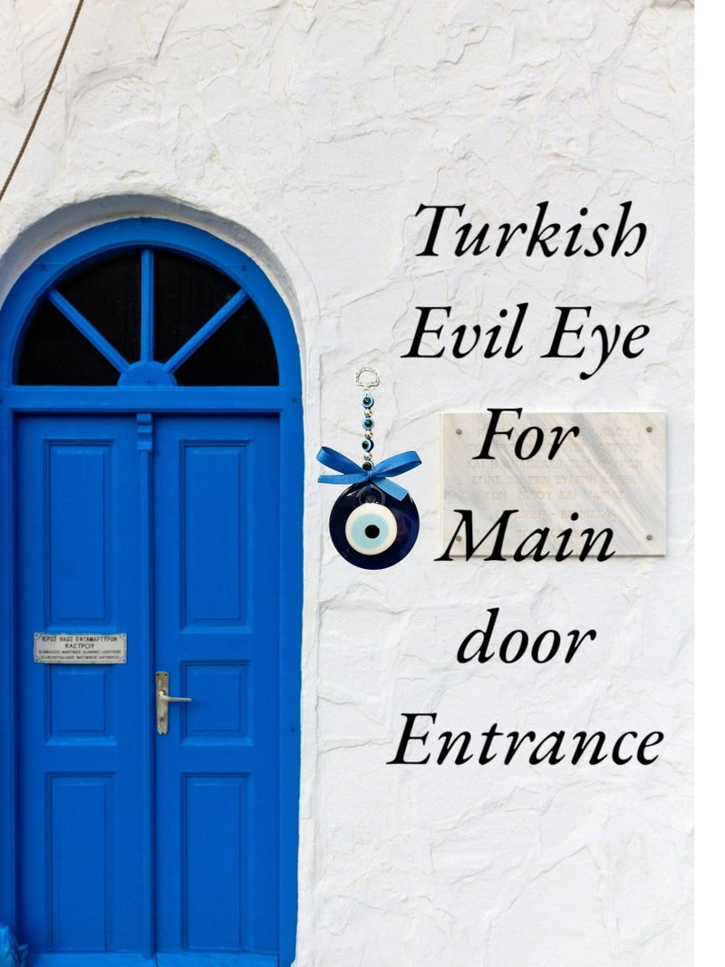WARMINGO DE Large Size Evil Eye Hanging for Home & Office | Turkish Evil Eye for Good Luck & Prosperity | Evil Eye Wall Hanging Main Door Entrance Nazar battu (8 cm) - Image 5