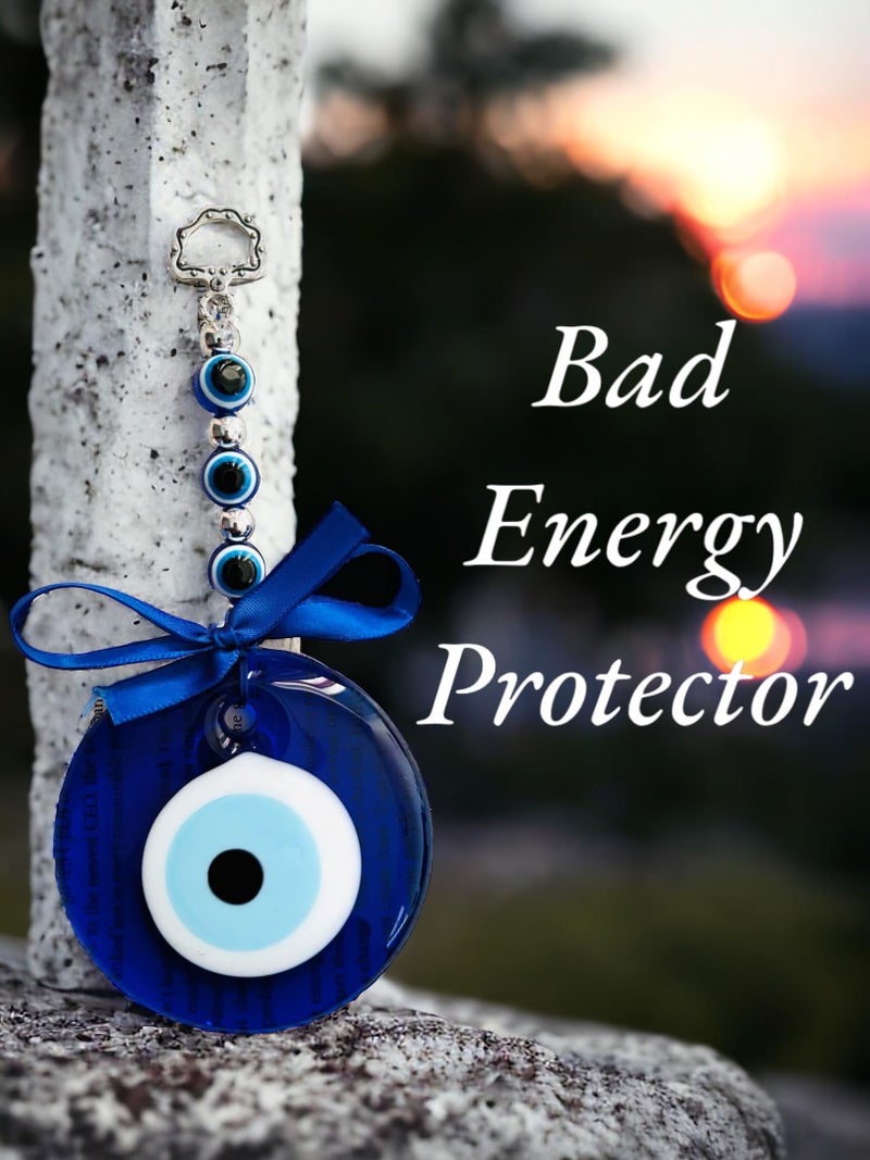 WARMINGO DE Large Size Evil Eye Hanging for Home & Office | Turkish Evil Eye for Good Luck & Prosperity | Evil Eye Wall Hanging Main Door Entrance Nazar battu (8 cm) - Image 3