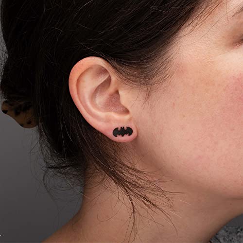 DC Comics Officially Licensed Hypoallergenic DC Comics Batman "The Dark Knight" Cut Stainless Steel Stud Earrings, Unisex, One Size - Image 2