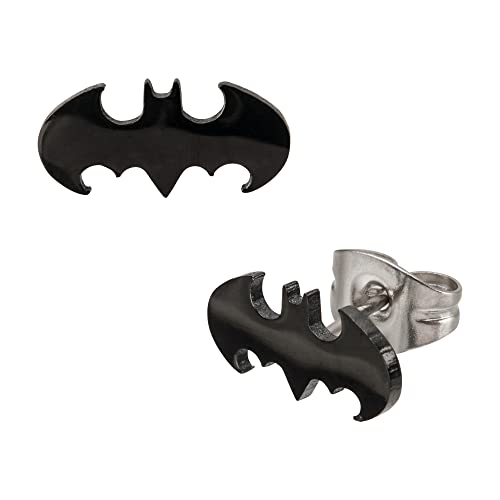 DC Comics Officially Licensed Hypoallergenic DC Comics Batman "The Dark Knight" Cut Stainless Steel Stud Earrings, Unisex, One Size - Image 1