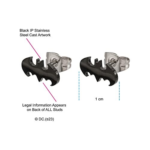 DC Comics Officially Licensed Hypoallergenic DC Comics Batman "The Dark Knight" Cut Stainless Steel Stud Earrings, Unisex, One Size - Image 4